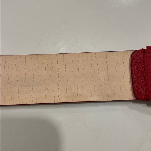 Miu Miu Brick Red Leather 1.5” wide Belt with Silver tone round Metallic Buckle - Picture 10 of 10